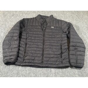 Outdoor Research Mens Médium Black Transcendent Down Jacket Full Zip *Flaws